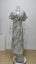 Stylish skinny print kinky mid-rise sexy V-neck spring dress