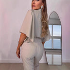Turtleneck top straight trousers nine-point trousers