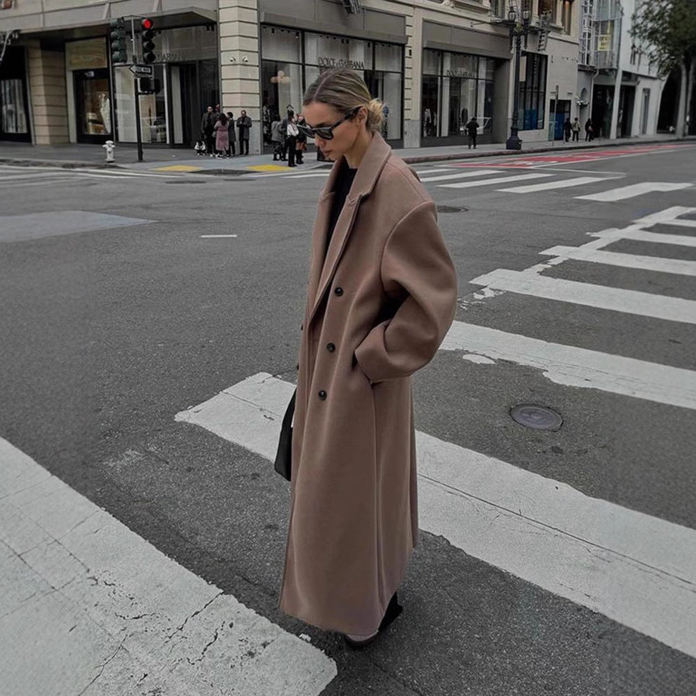 Long woolen coat coat