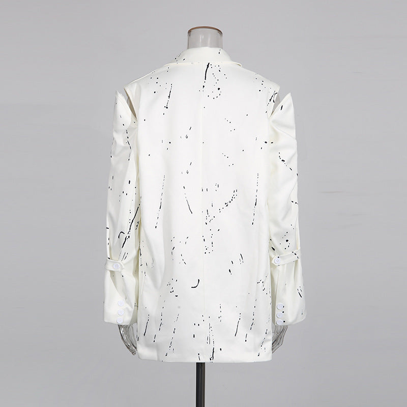 Hollow print straight button small suit