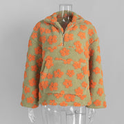 Fashion sweater warm fleece flower woman