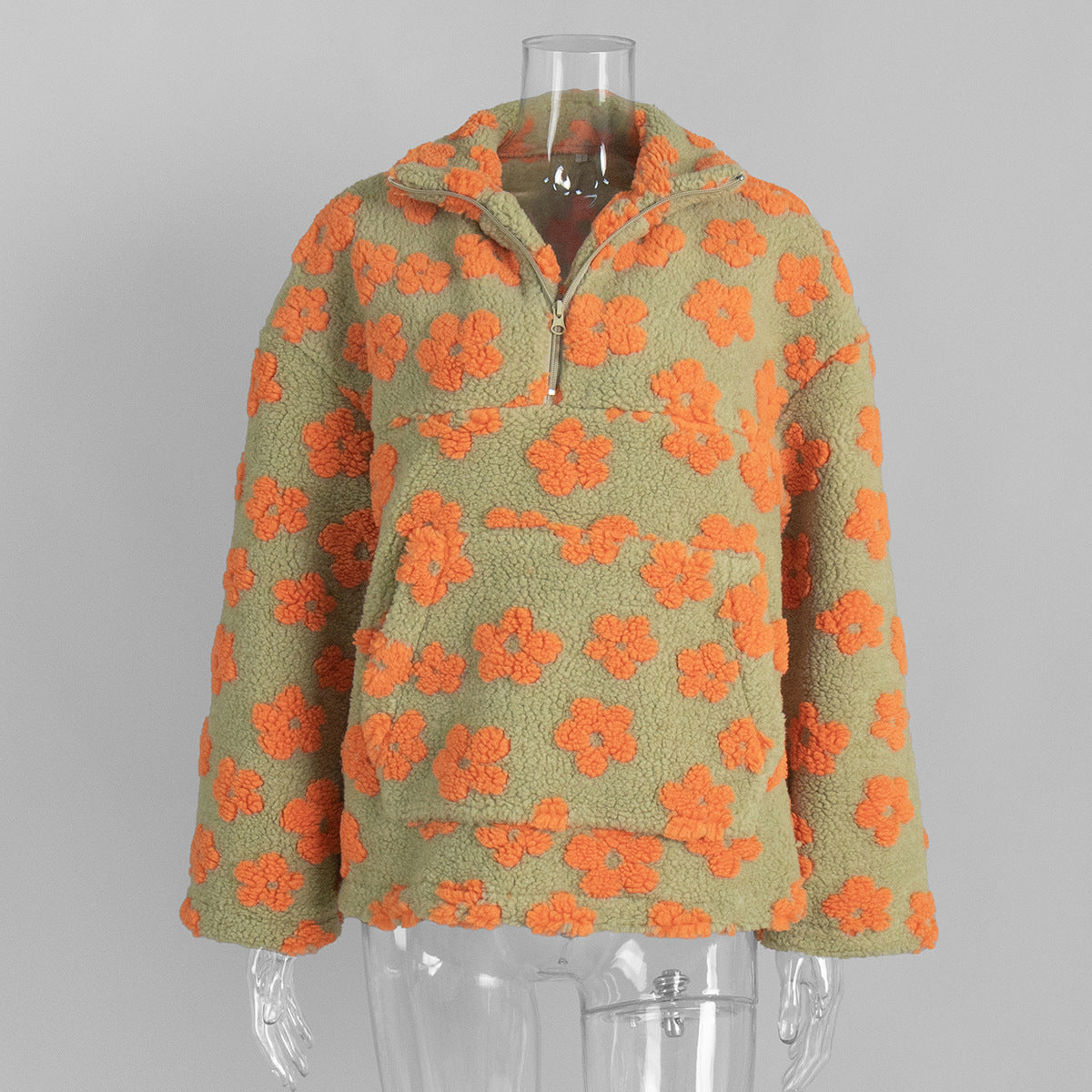 Fashion sweater warm fleece flower woman