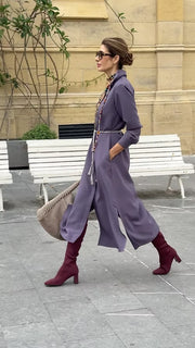 Drop mid-length skirt shirt collar dress