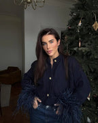 Solid color knitted cardigan sweater