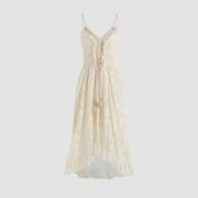 Lace suspender pendulum solid color dress