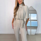 Turtleneck top straight trousers nine-point trousers