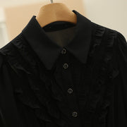 Solid color fungus edge slim dress