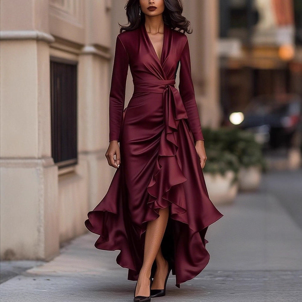 Autumn new v-neck waist load