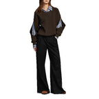 Splicing hollow wool knitted sweater