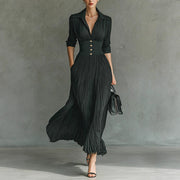 Solid color pleated waist elegant dress – Nap Loungewear Dresses