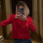 Solid color long-sleeved cardigan sweater