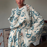 Ostrich feather print bathrobe jacket