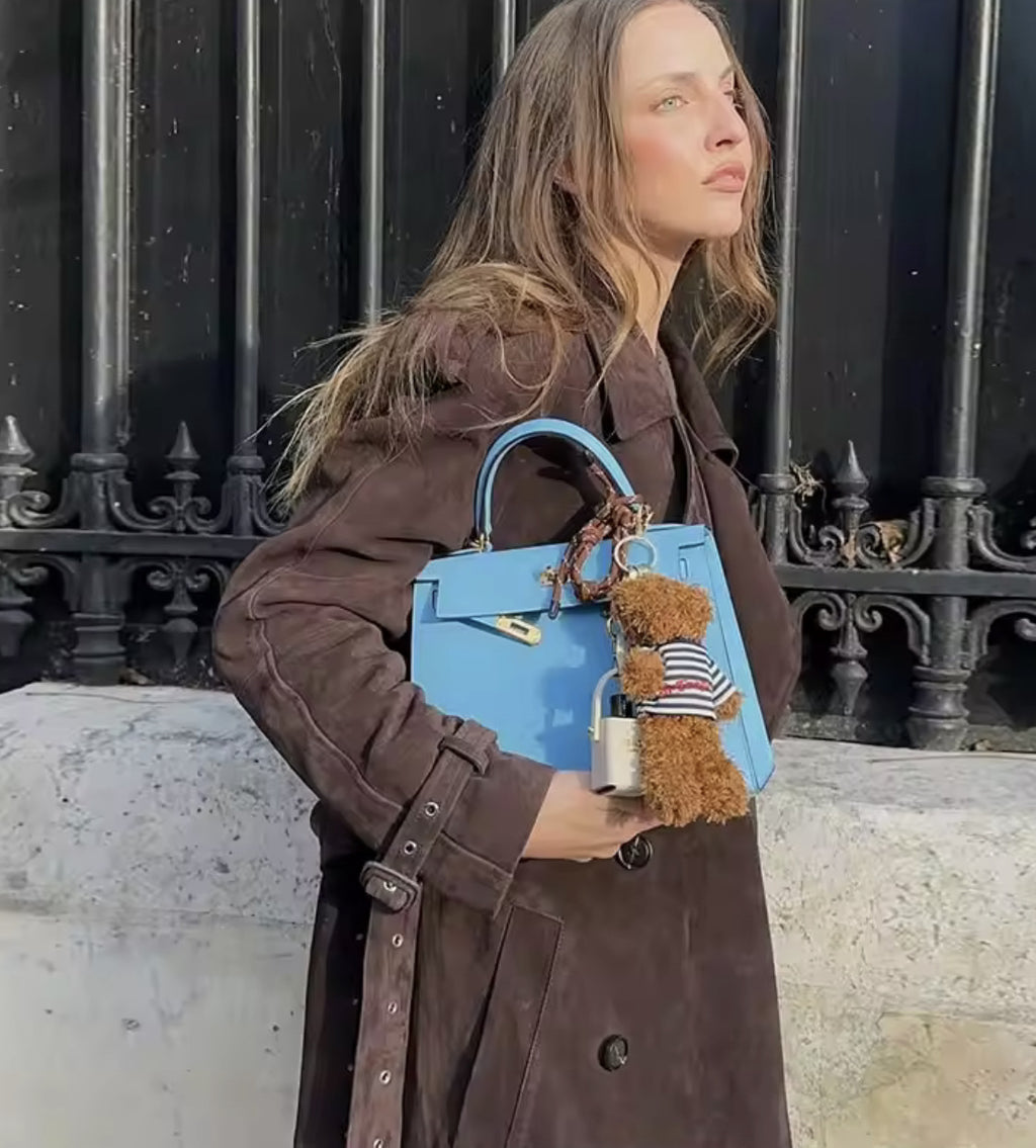 Loose woolen medium and long trench coat