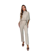 Turtleneck top straight trousers nine-point trousers