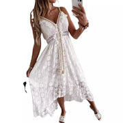 Lace suspender pendulum solid color dress