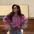 Splicing knitted cardigan sweater