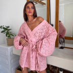 Hollow lace-up bathrobe