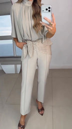 Turtleneck top straight trousers nine-point trousers