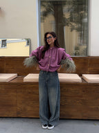 Splicing knitted cardigan sweater