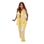 New temperament sexy lapel sleeveless top straight trousers two-piece set