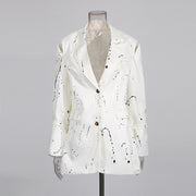 Hollow print straight button small suit
