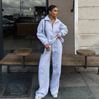 Half open pullover sweater trousers