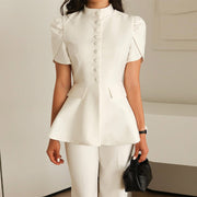 Stand up collar single-breasted shirt