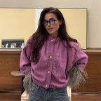 Splicing knitted cardigan sweater