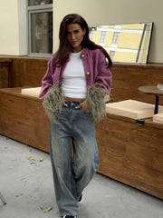 Splicing knitted cardigan sweater
