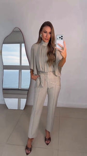 Turtleneck top straight trousers nine-point trousers