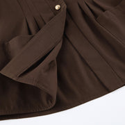 Slim fitting brown long-sleeved shirt with waist