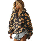 Fashion sweater warm fleece flower woman