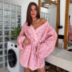 Hollow lace-up bathrobe