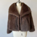 New trendy European and American style fur coat, fox fur coat