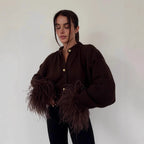 Solid color knitted cardigan sweater