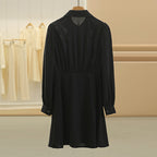 Solid color fungus edge slim dress