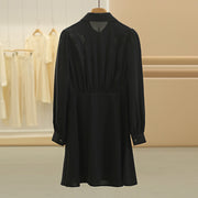 Solid color fungus edge slim dress