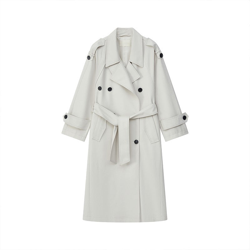 Khaki trench coat medium and long trench coat