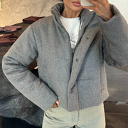 Stand up collar long-sleeved cotton clothes