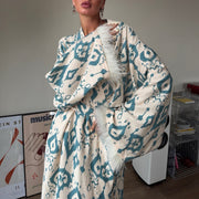 Ostrich feather print bathrobe jacket