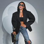 Black suit collar waist suit