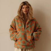 Fashion sweater warm fleece flower woman
