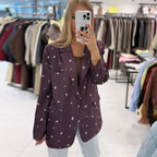 Floral lace up slim fit long sleeved blazer top