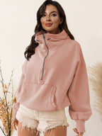 Hoodie Zipper Drawstring Long Sleeve Top