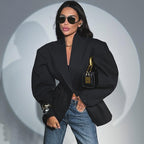 Black suit collar waist suit