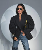 Black suit collar waist suit