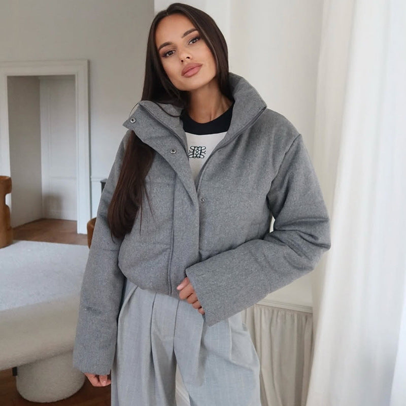 Stand up collar long-sleeved cotton clothes