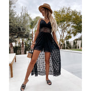 Lace suspender pendulum solid color dress