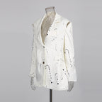 Hollow print straight button small suit