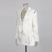 Hollow print straight button small suit